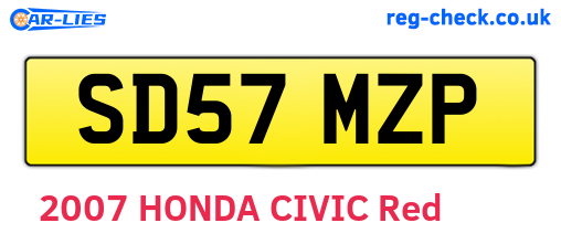 SD57MZP are the vehicle registration plates.