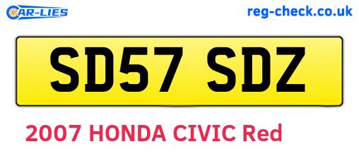 SD57SDZ are the vehicle registration plates.