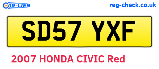 SD57YXF are the vehicle registration plates.