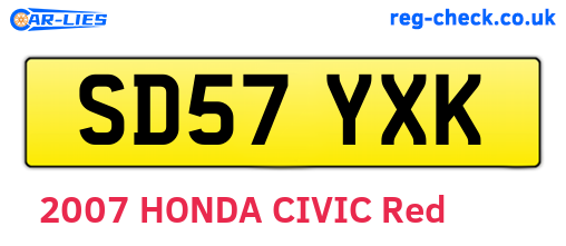 SD57YXK are the vehicle registration plates.