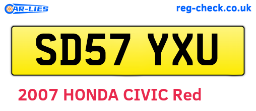 SD57YXU are the vehicle registration plates.