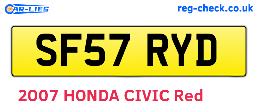 SF57RYD are the vehicle registration plates.