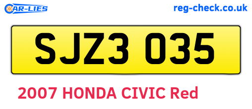 SJZ3035 are the vehicle registration plates.