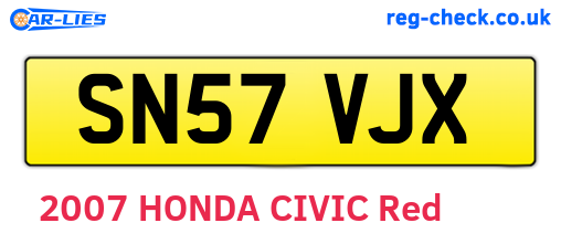 SN57VJX are the vehicle registration plates.