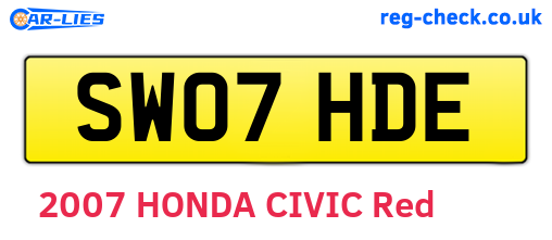 SW07HDE are the vehicle registration plates.