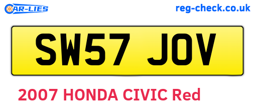 SW57JOV are the vehicle registration plates.