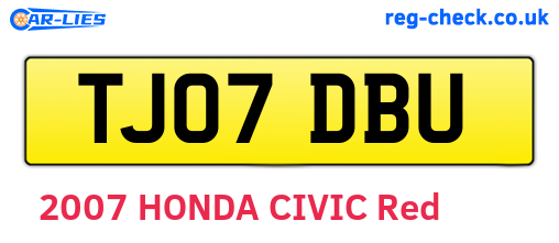 TJ07DBU are the vehicle registration plates.
