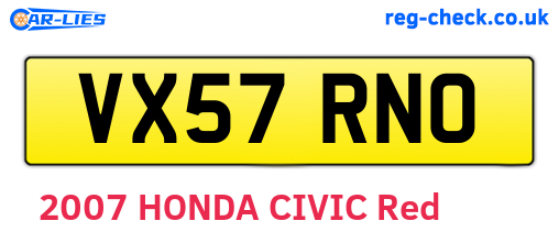 VX57RNO are the vehicle registration plates.