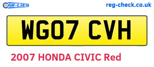 WG07CVH are the vehicle registration plates.