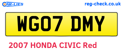 WG07DMY are the vehicle registration plates.