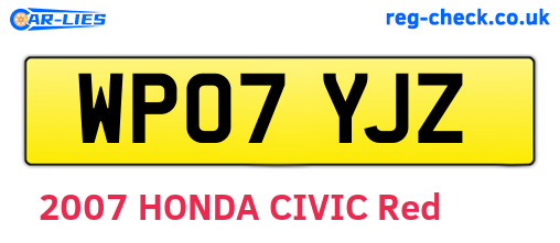 WP07YJZ are the vehicle registration plates.