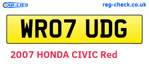 WR07UDG are the vehicle registration plates.