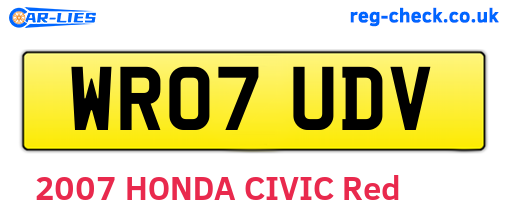 WR07UDV are the vehicle registration plates.