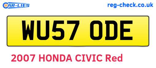 WU57ODE are the vehicle registration plates.