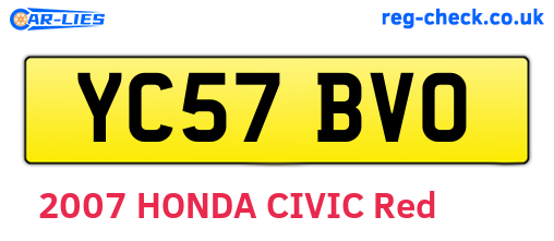YC57BVO are the vehicle registration plates.