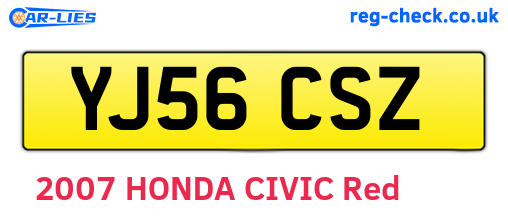 YJ56CSZ are the vehicle registration plates.