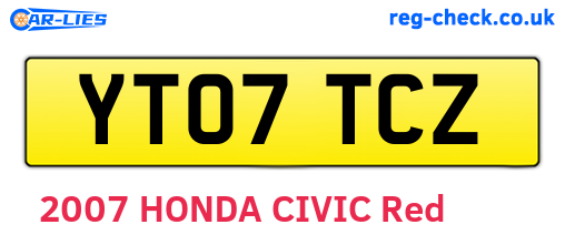 YT07TCZ are the vehicle registration plates.