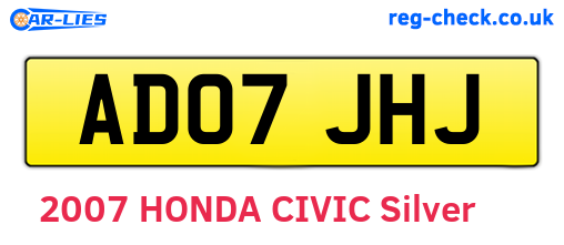 AD07JHJ are the vehicle registration plates.