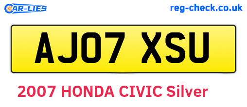 AJ07XSU are the vehicle registration plates.