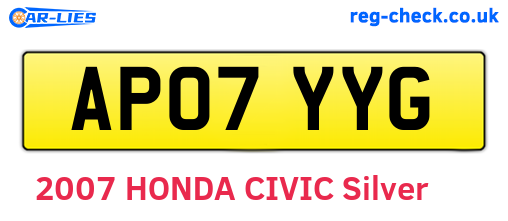 AP07YYG are the vehicle registration plates.