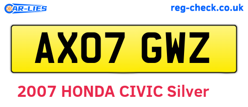 AX07GWZ are the vehicle registration plates.