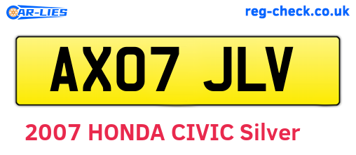 AX07JLV are the vehicle registration plates.