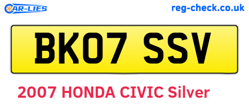 BK07SSV are the vehicle registration plates.