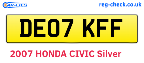 DE07KFF are the vehicle registration plates.