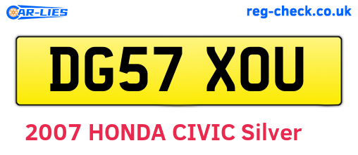 DG57XOU are the vehicle registration plates.