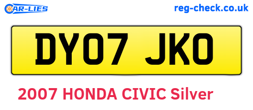 DY07JKO are the vehicle registration plates.