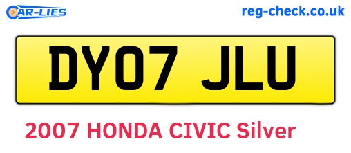 DY07JLU are the vehicle registration plates.