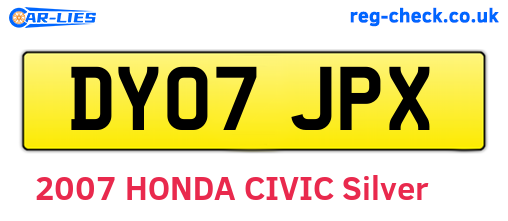 DY07JPX are the vehicle registration plates.