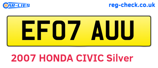 EF07AUU are the vehicle registration plates.