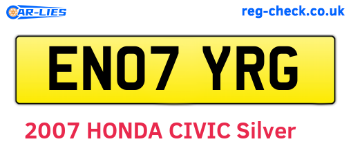 EN07YRG are the vehicle registration plates.