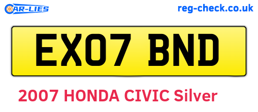 EX07BND are the vehicle registration plates.