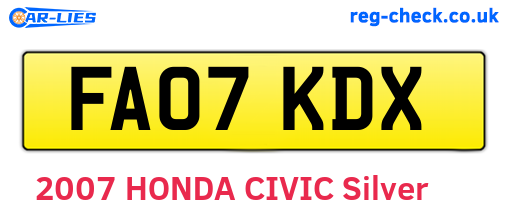 FA07KDX are the vehicle registration plates.