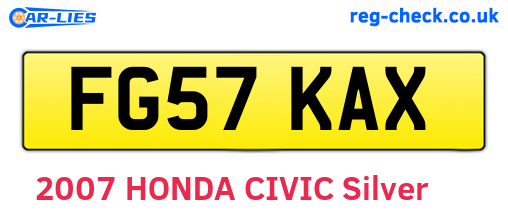 FG57KAX are the vehicle registration plates.
