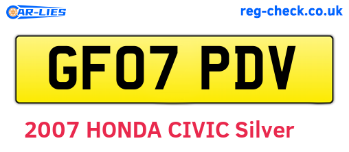 GF07PDV are the vehicle registration plates.
