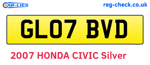 GL07BVD are the vehicle registration plates.