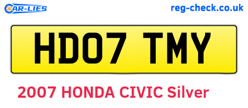 HD07TMY are the vehicle registration plates.