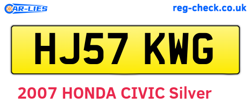 HJ57KWG are the vehicle registration plates.