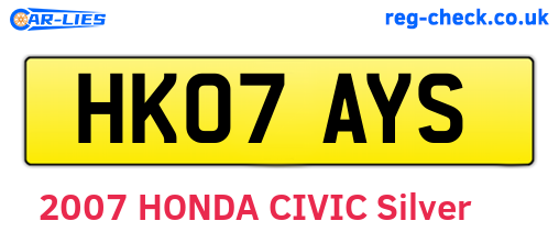 HK07AYS are the vehicle registration plates.