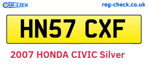 HN57CXF are the vehicle registration plates.