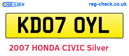 KD07OYL are the vehicle registration plates.