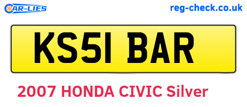 KS51BAR are the vehicle registration plates.
