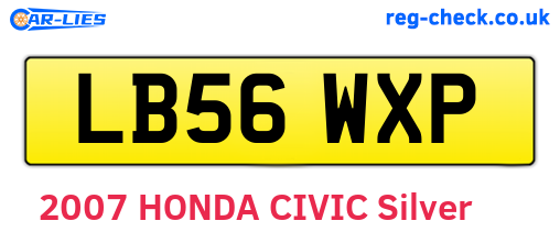 LB56WXP are the vehicle registration plates.