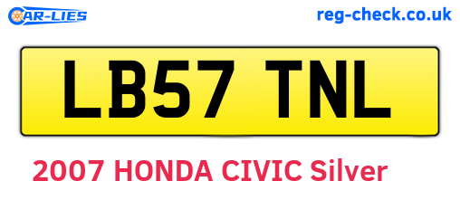 LB57TNL are the vehicle registration plates.