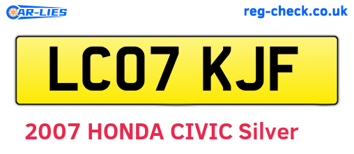 LC07KJF are the vehicle registration plates.