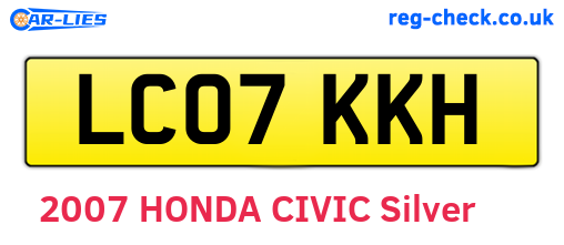 LC07KKH are the vehicle registration plates.