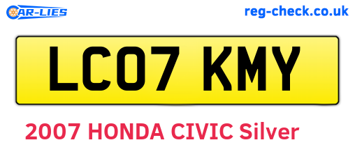 LC07KMY are the vehicle registration plates.